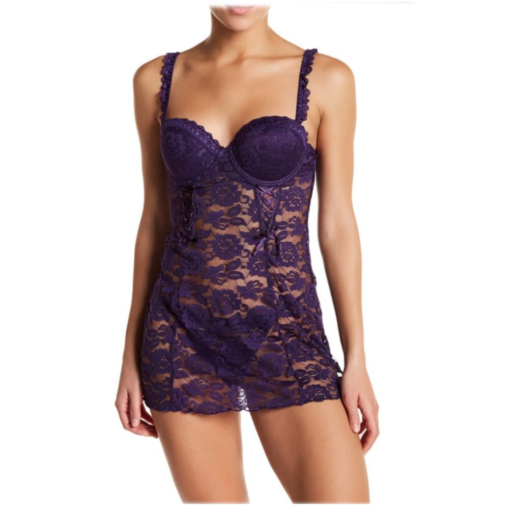 NWT-Cassandra by Felina Rachel Underwire Chemise 2-Piece, African Violet, Medium